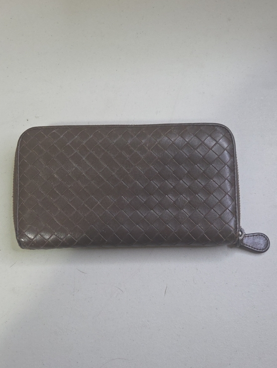 Bottega Veneta Handbags - Bottega Veneta Woven Leather Zip Wallet - Brown